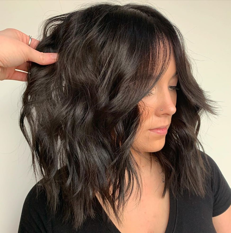 Medium Beachy Waves with Bangs