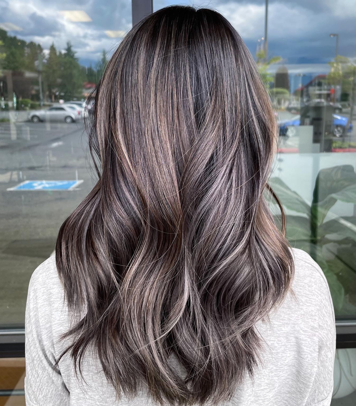 Brilliant Ash Brown Balayage with Sparkles