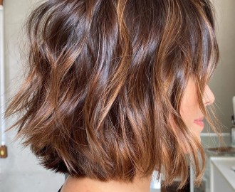 Brunette Bob with Caramel Highlights