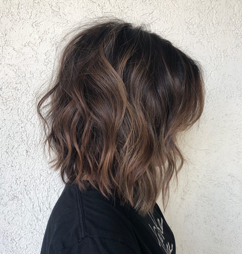 Long Inverted Bob Hairstyle for Wavy Hair