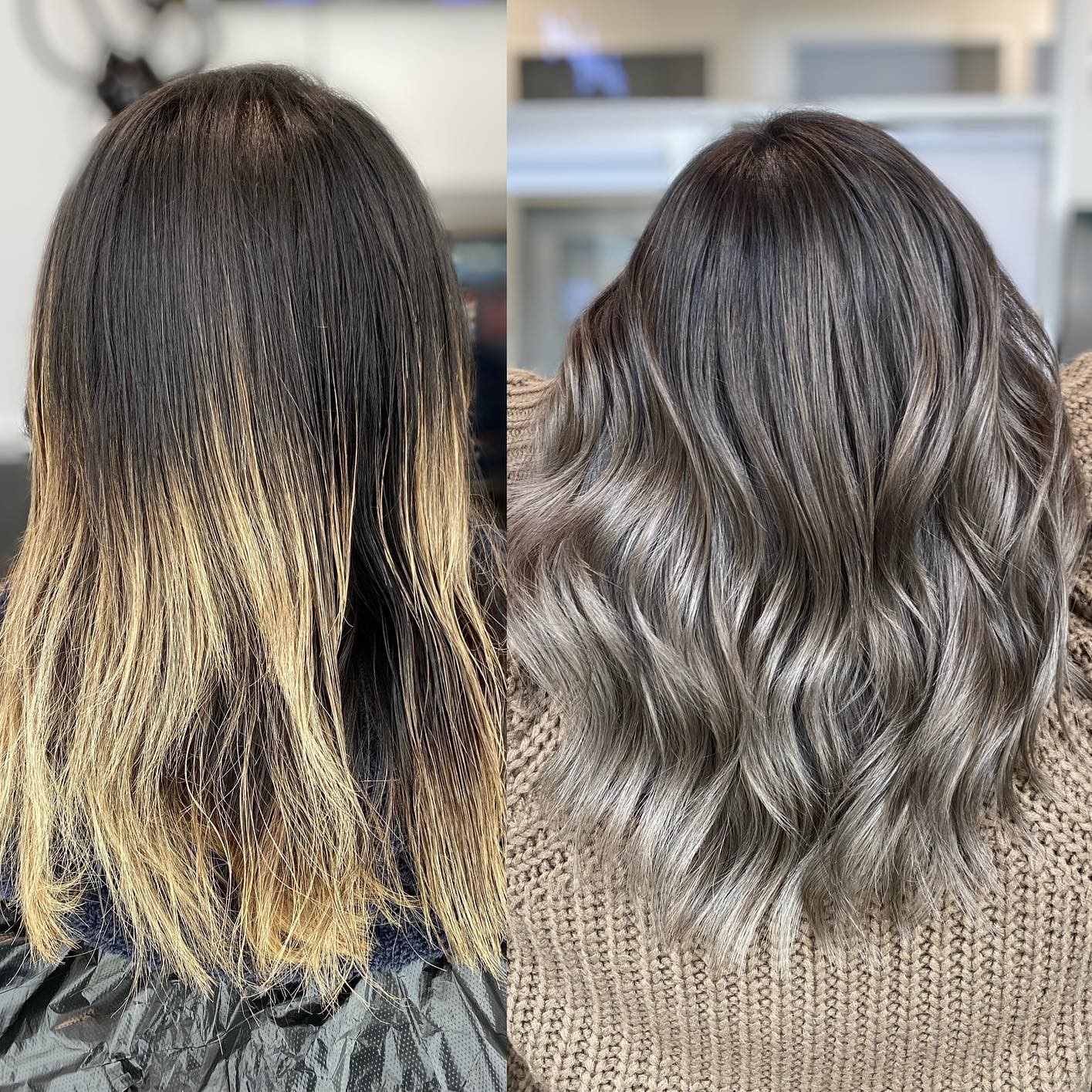 Silver Gray Highlights Before and After