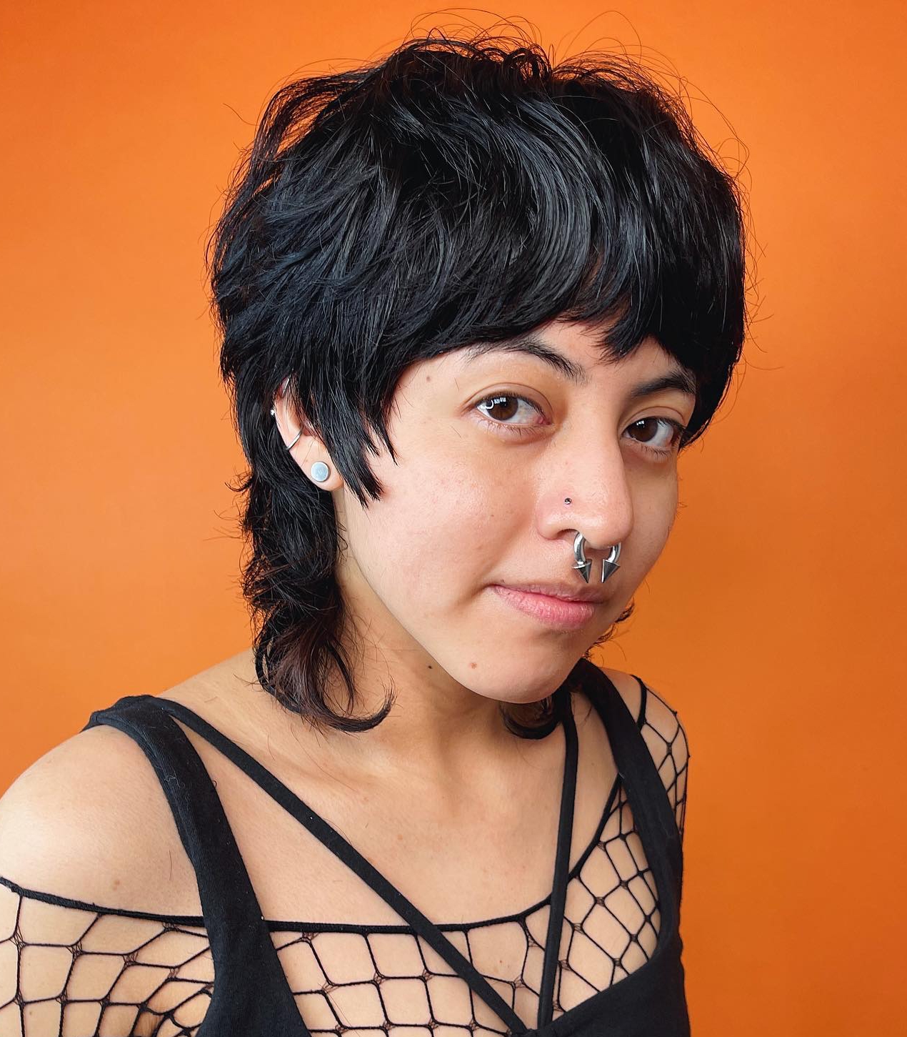 Black Choppy Mullet for Thick Hair