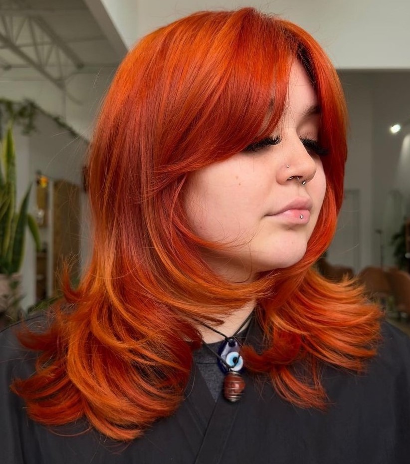 Chic Red Shag with Bouncy Layers