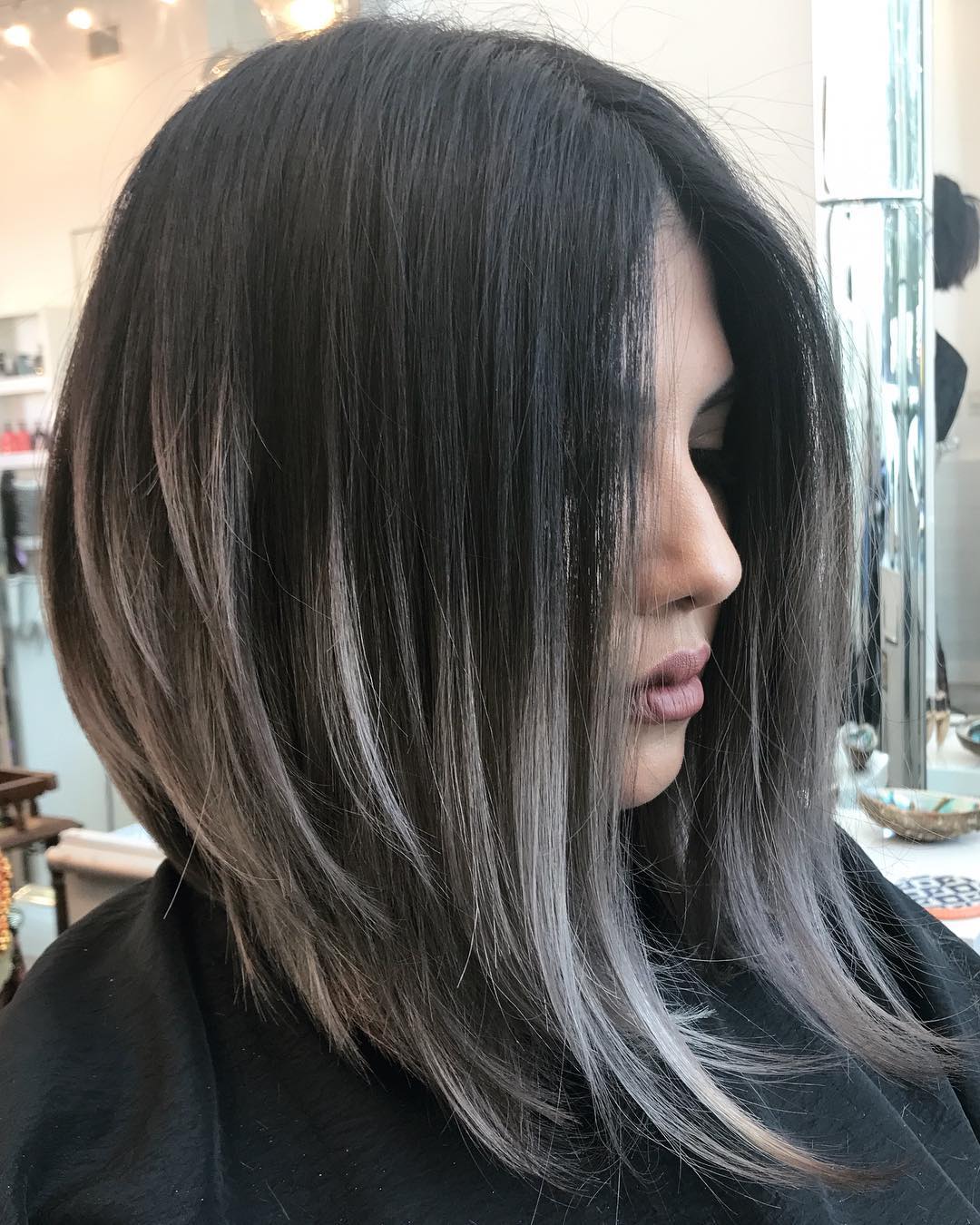 Medium Angled Hairstyle for Thick Hair