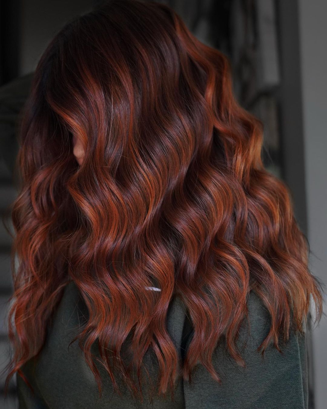 Deep Auburn Hair with Soft Highlights