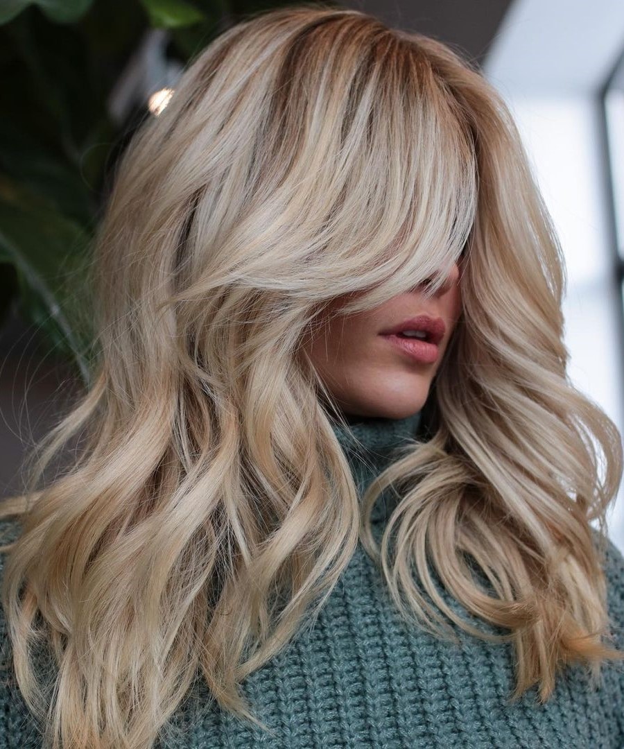 Thick Layered Haircut with Bangs