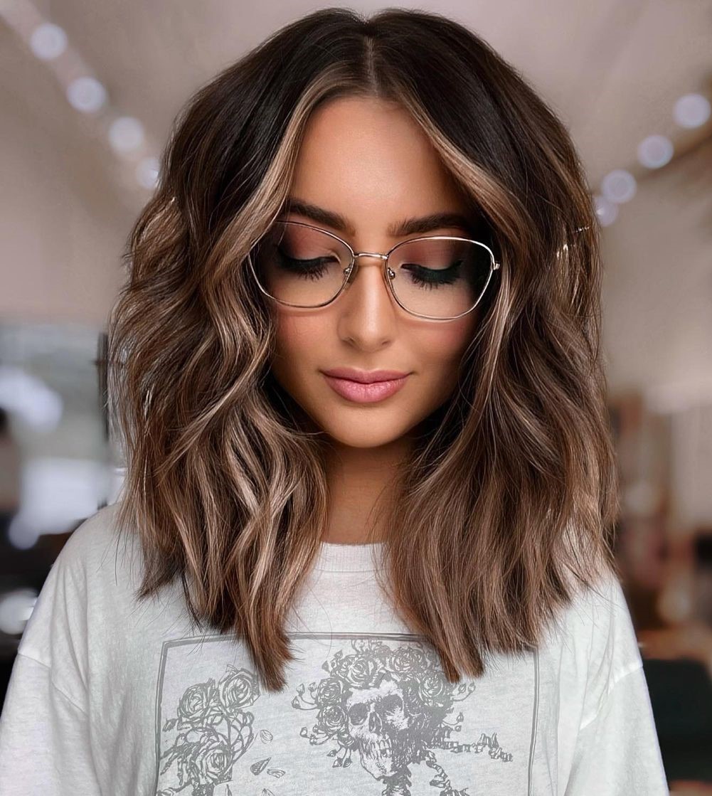 Money Piece Lob for Thick Medium Hair