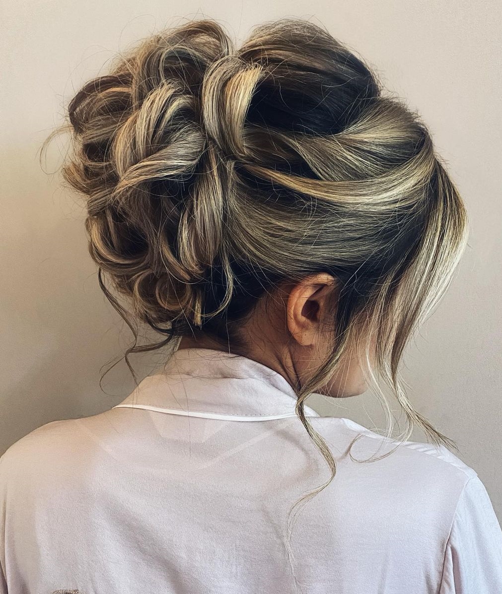 Curled Updo for Hair with Highlights