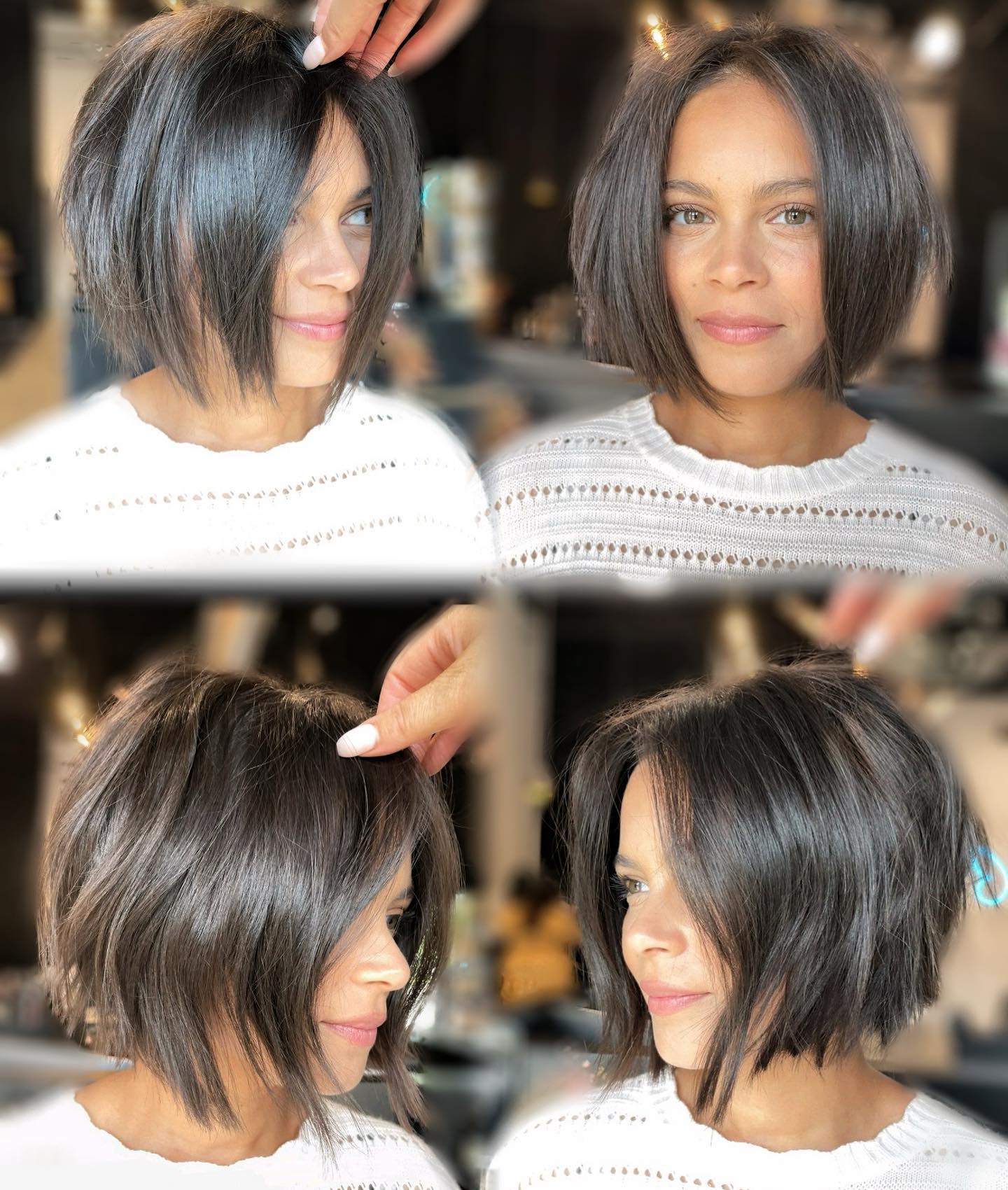 Inverted Bob Cut with Feathering
