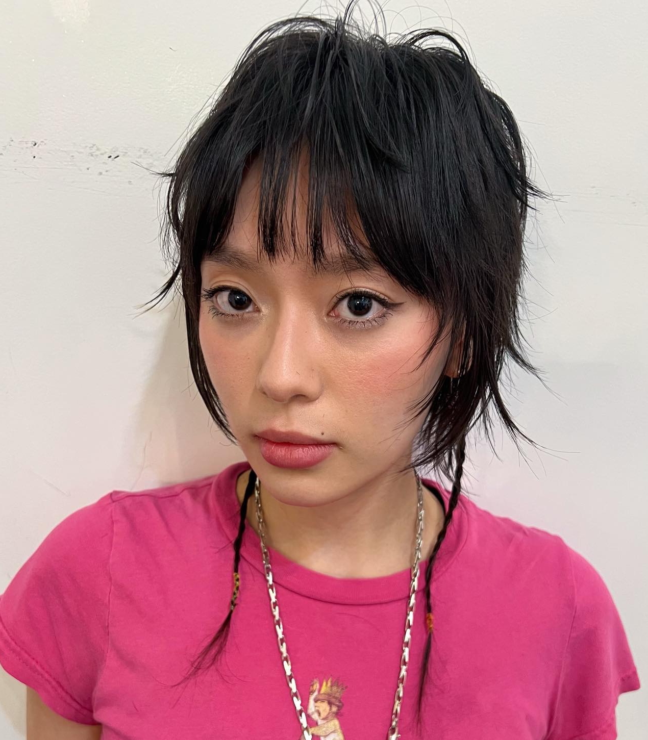 Asian Wolf Cut with Deep Bangs
