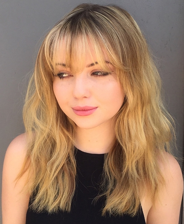 Long Wavy Hairstyle with Wispy Bangs