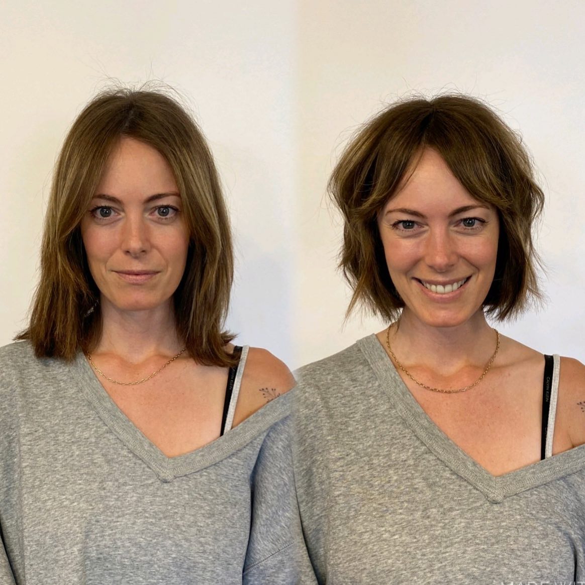 Neck-Length Shaggy Bob Before and After