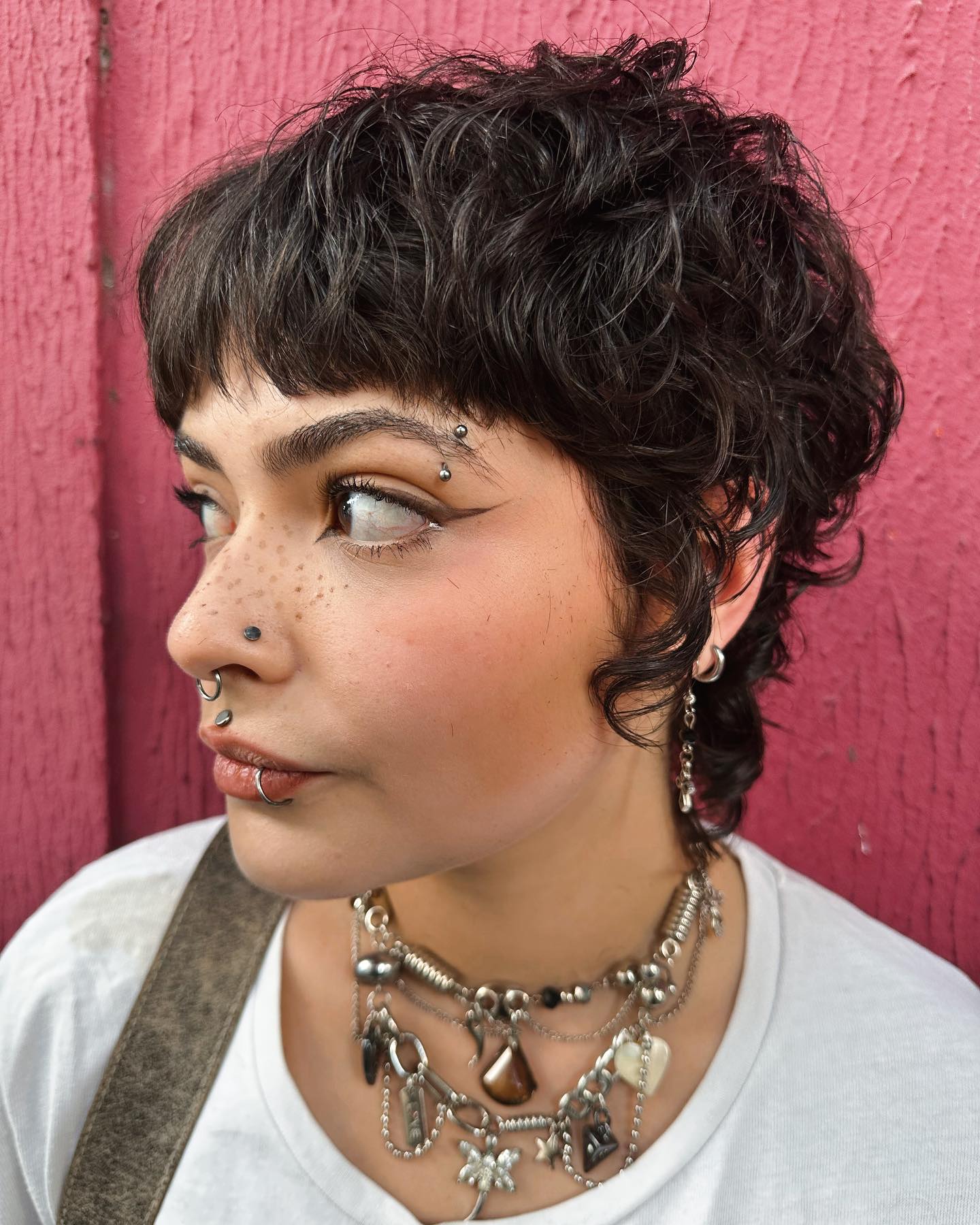 Messy Wavy Wolf Cut Mullet with Deep Bangs