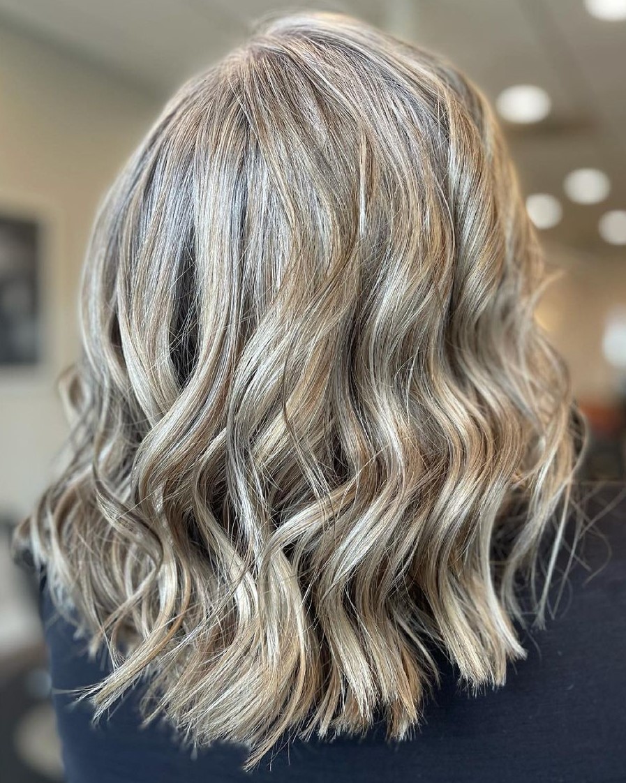 White Hair Balayage with Lowlights