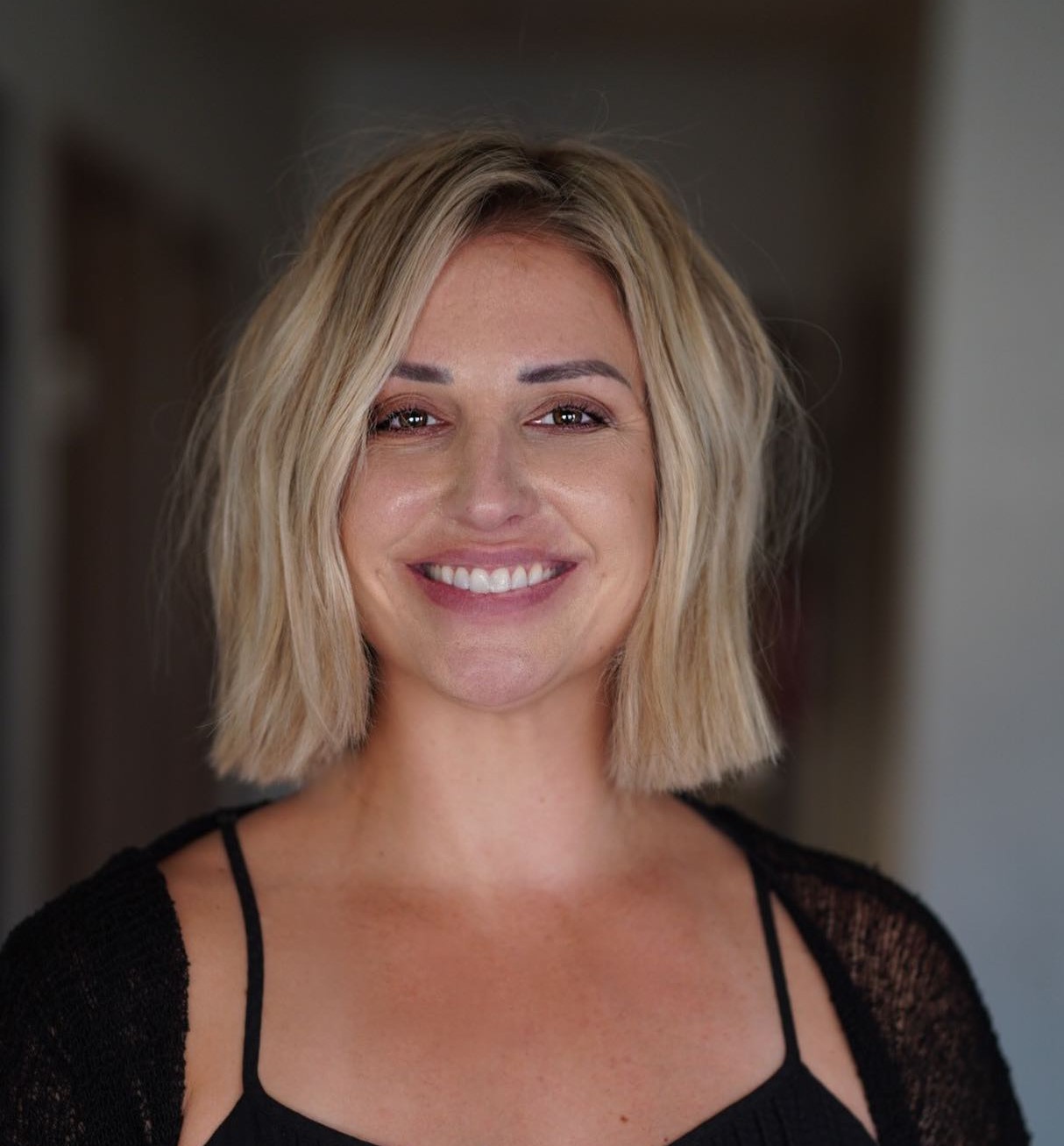 Blunt Bob with Off-Center Parting