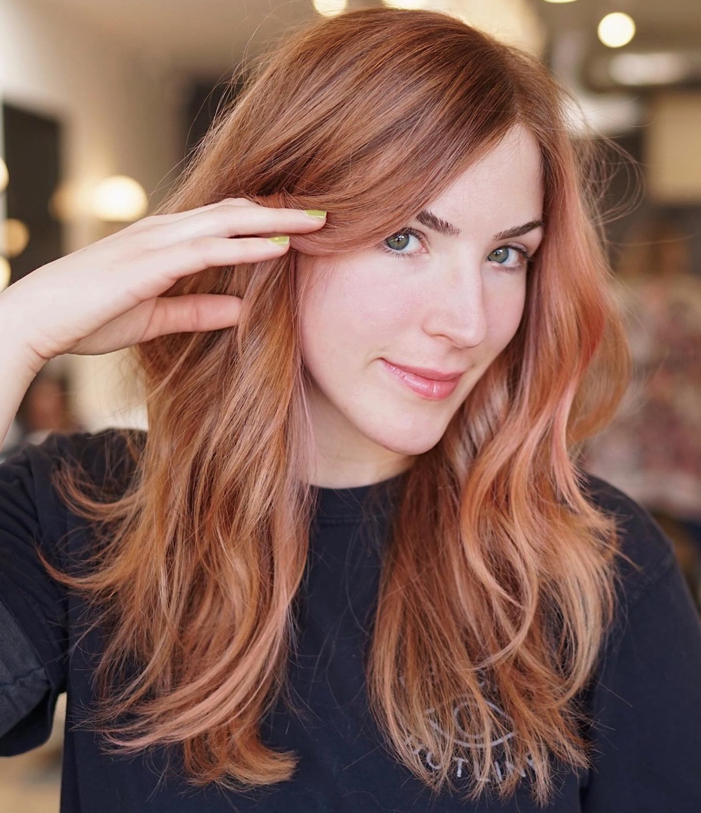 Strawberry Blonde Hair with Peach Highlights