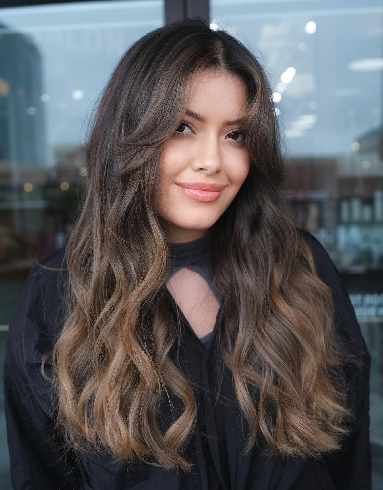 Soft Ash Brown Highlights for Long Hair