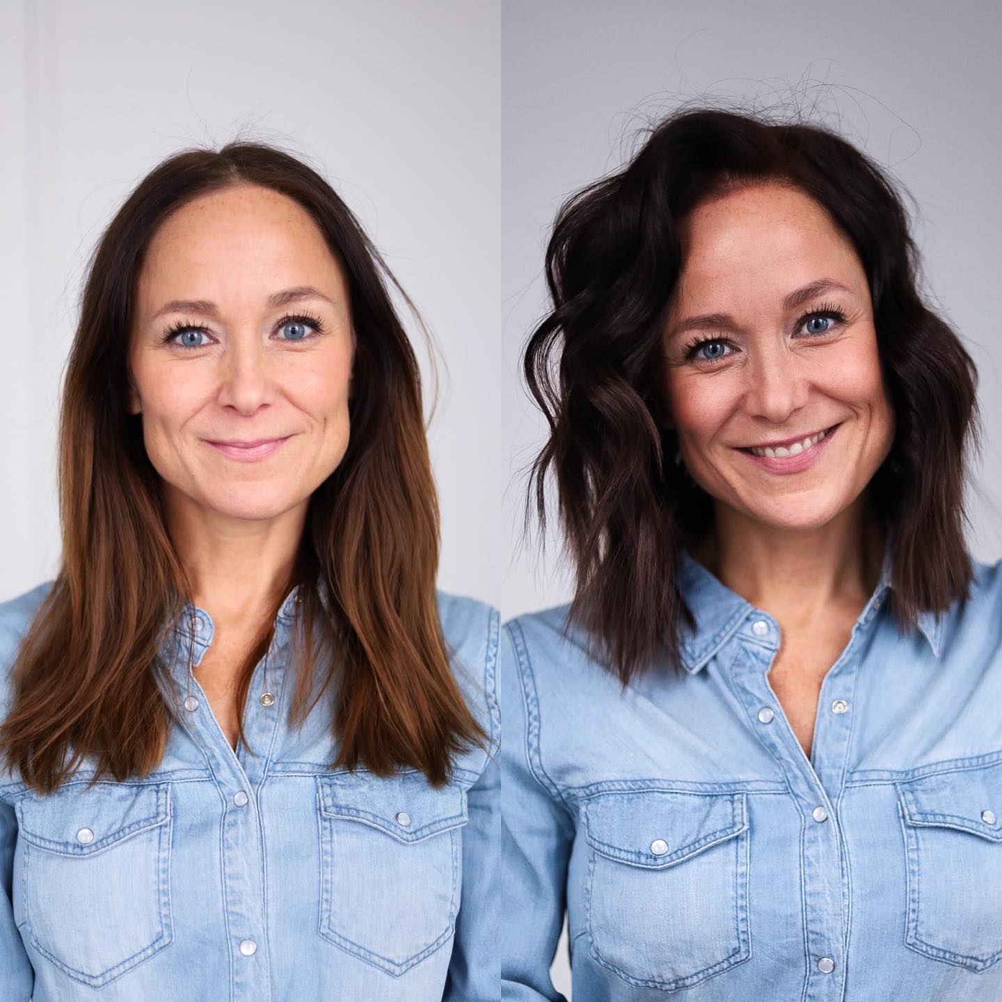 Square Face Shape Lob Before and After