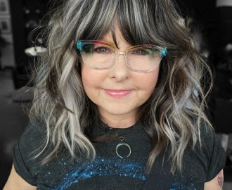 Dark Hair with Chunky Silver Balayage