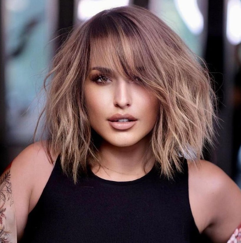 Trendy Lob with Bangs