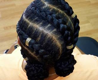 Protective Black Braids with Cuffs