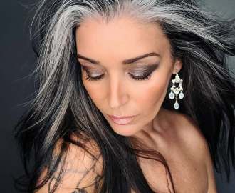 Dark Hair with Salt and Pepper Face Framing