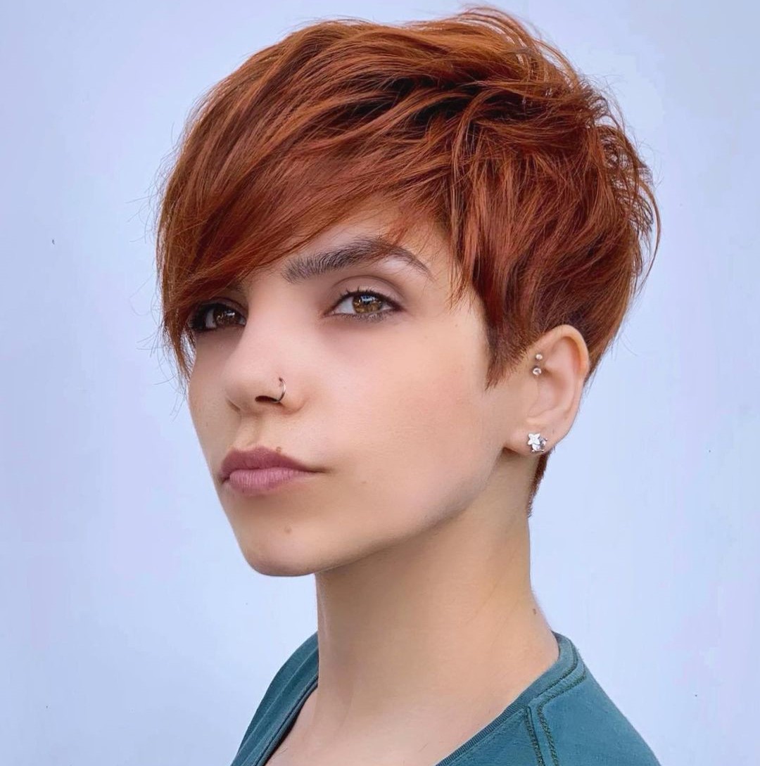Messy Pixie Cut with Long Bangs
