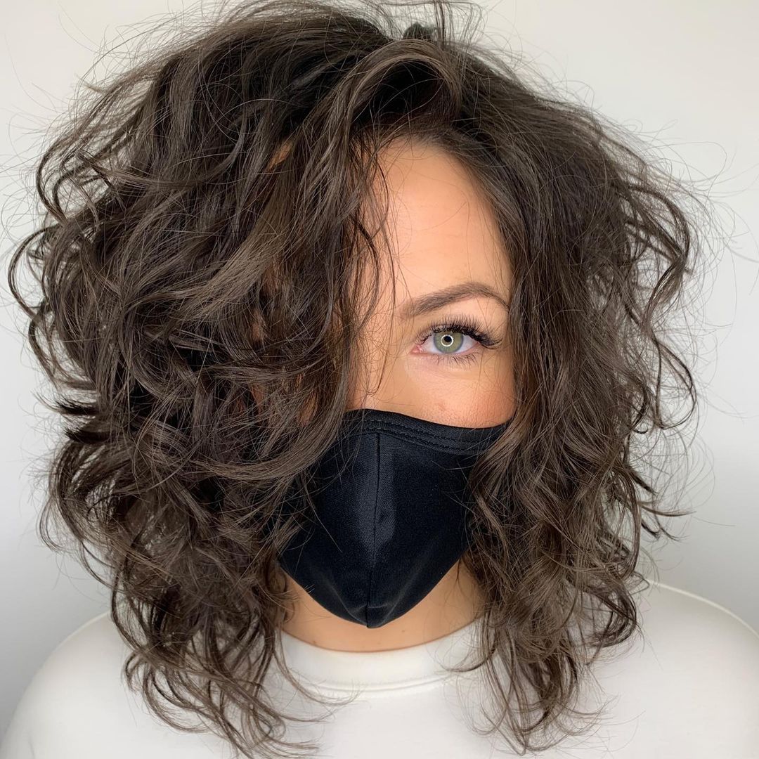 Curly Messy Medium-Length Hairstyle