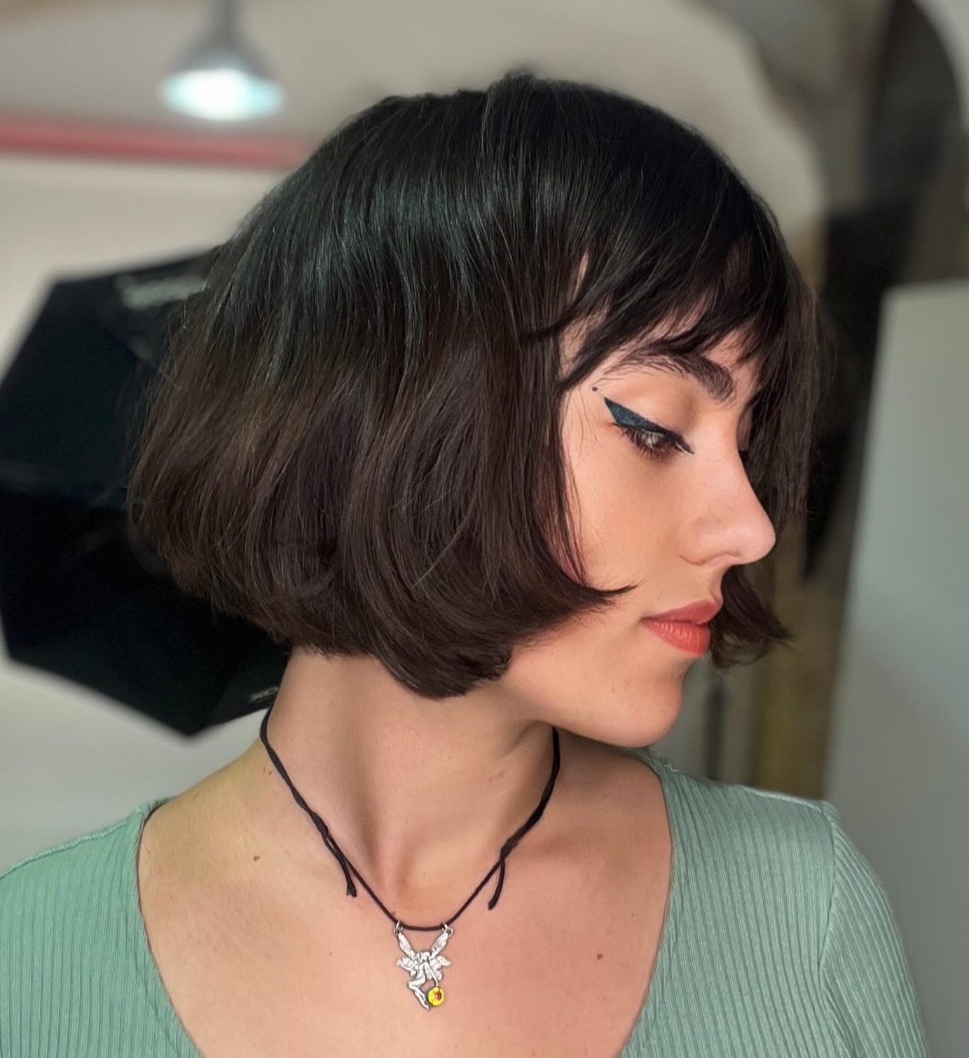 Brunette Piece-y French Bob