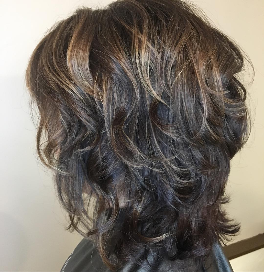 Curly Brunette Shag for Medium Hair