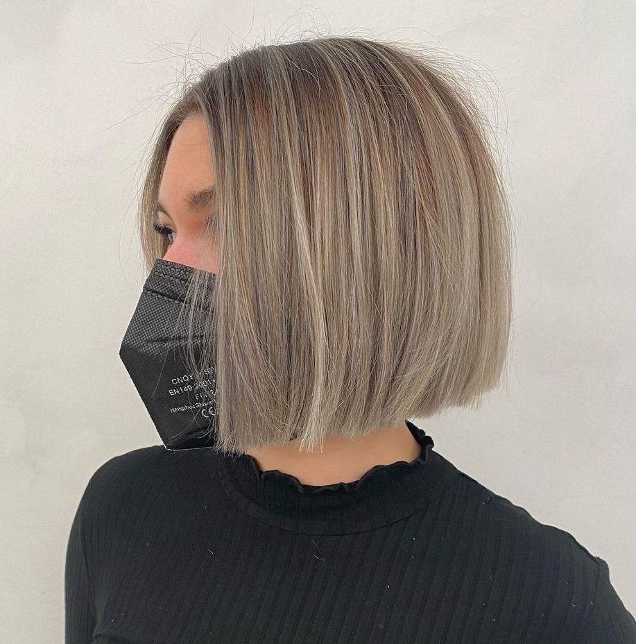 Blunt Gray Blonde Bob Cut