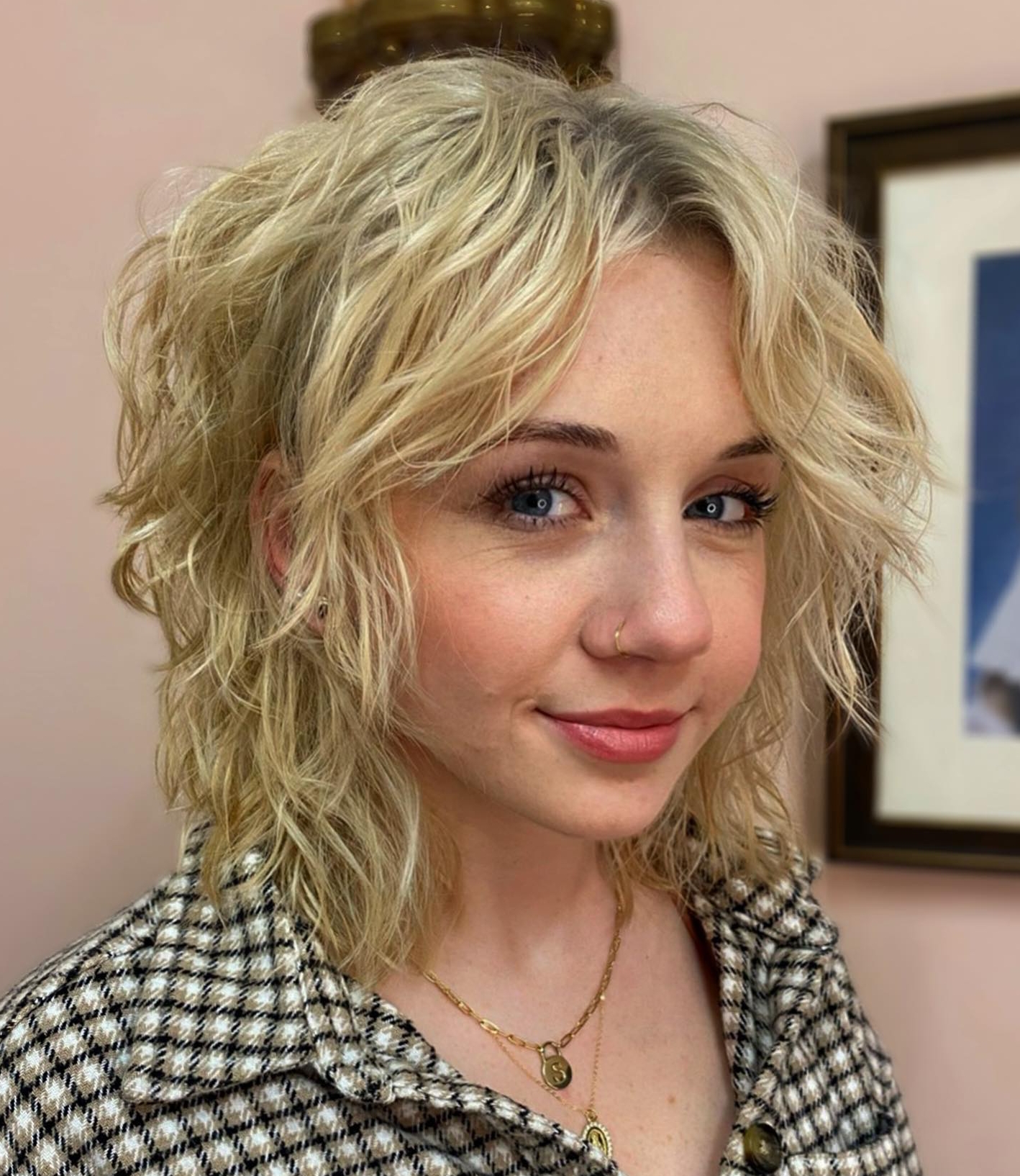 Wavy Blonde Wolf Cut Shag