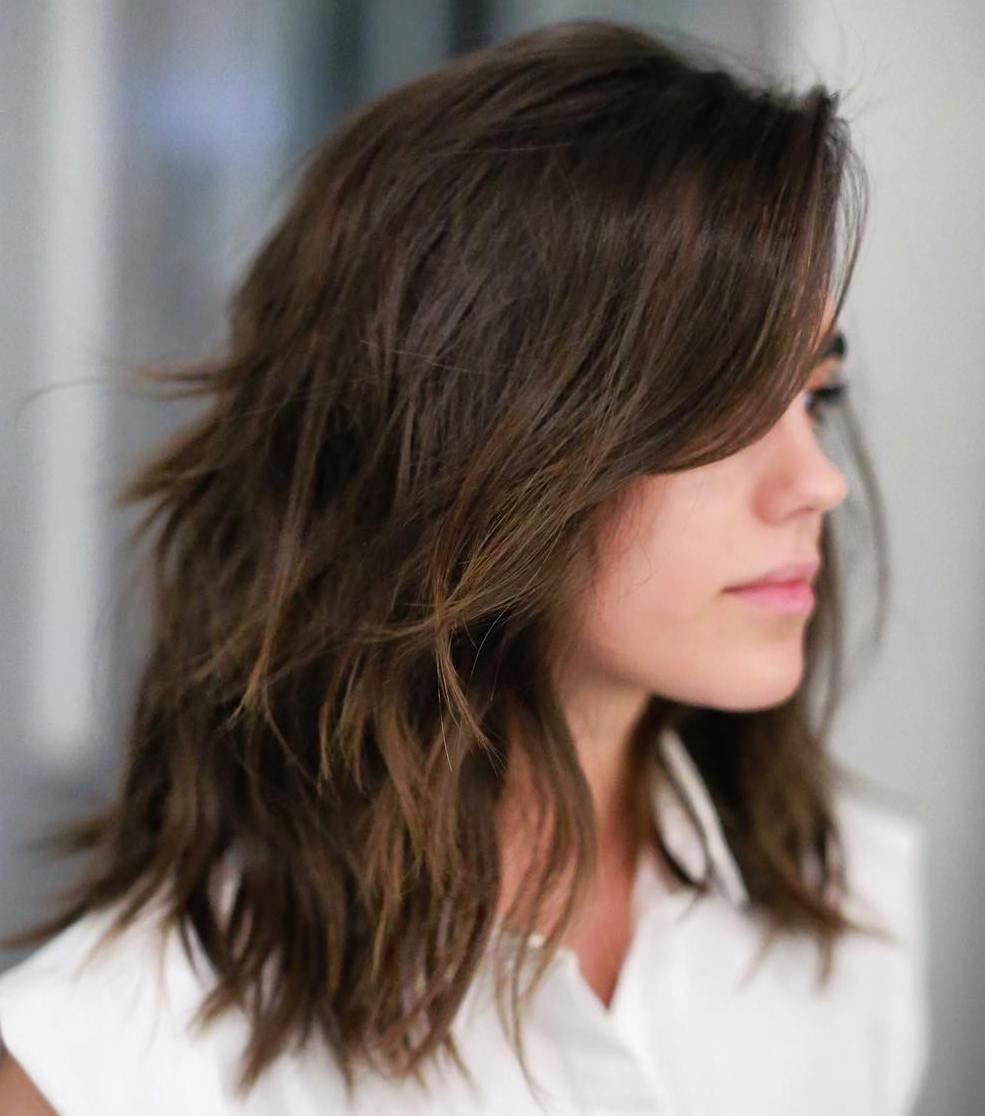 Medium Choppy Haircut with Side Bangs