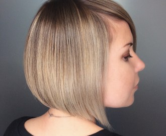 A line Bob for a Round Face and Thin Hair