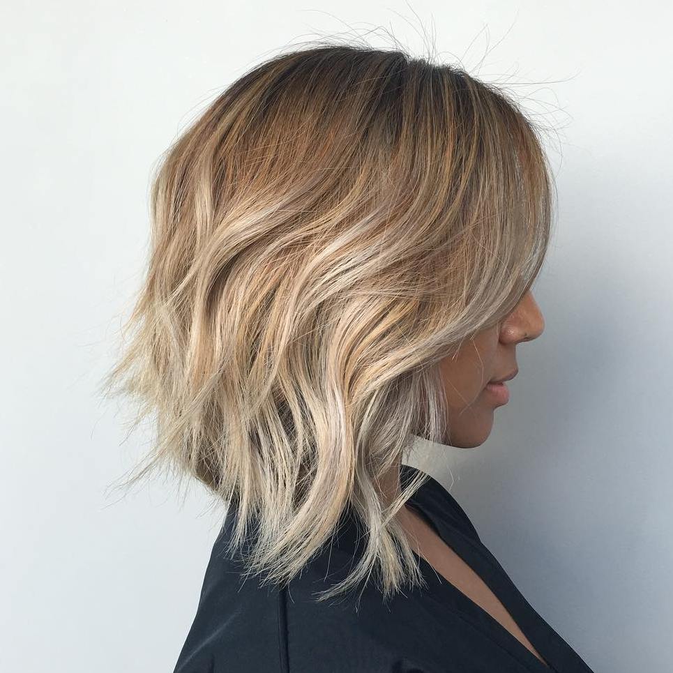 Long choppy Golden Blonde Lob