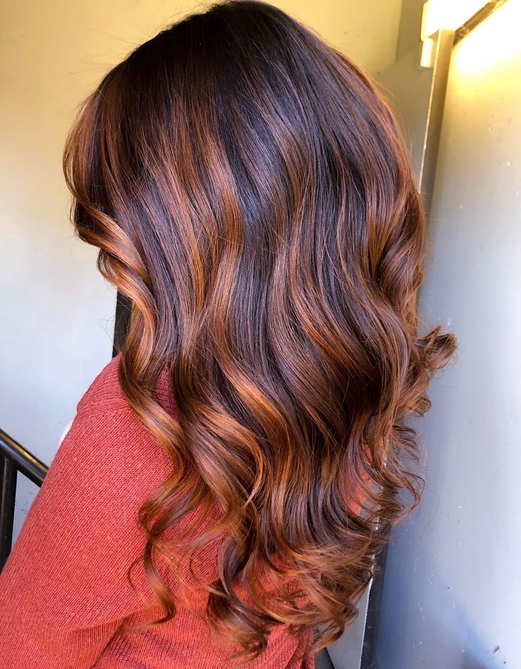 Dark Brown Hair with Red Highlights