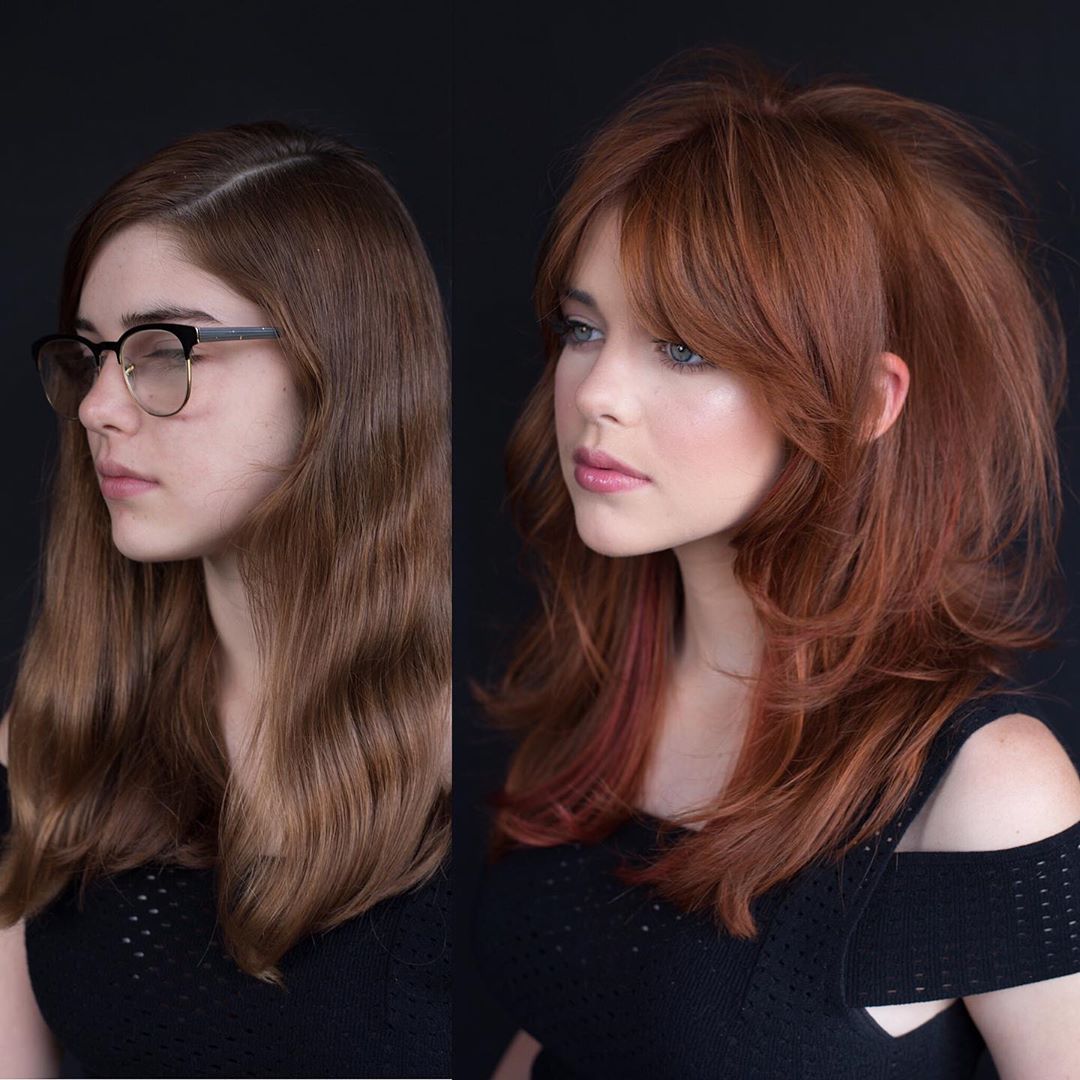 Side Swept Bangs for Long Thick Hair