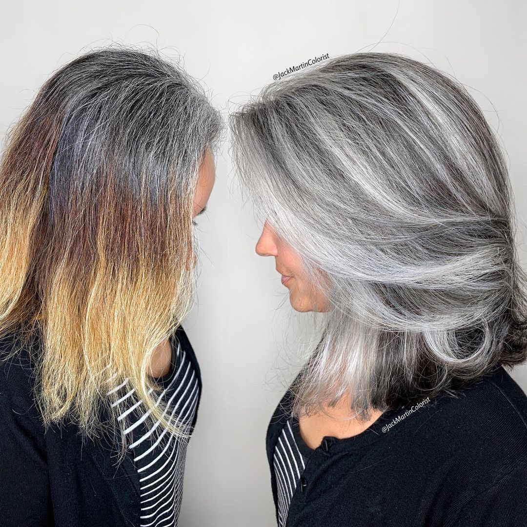 Salt-and-Pepper Highlights for Gray Hair