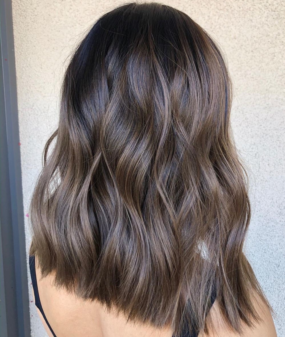 Ashy Mushroom Highlights and Lowlights on Hair