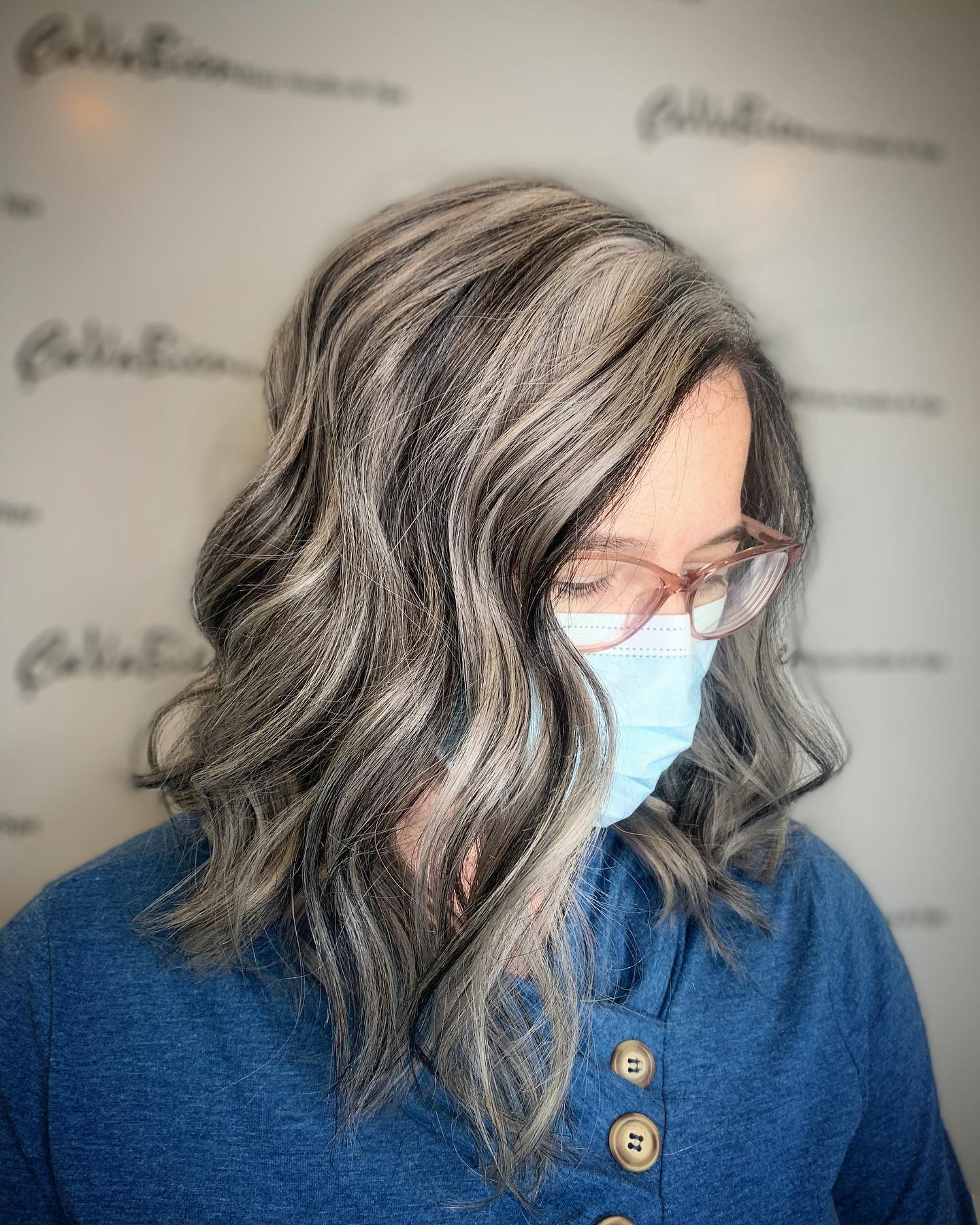 Warm Gray Hair with Lowlights