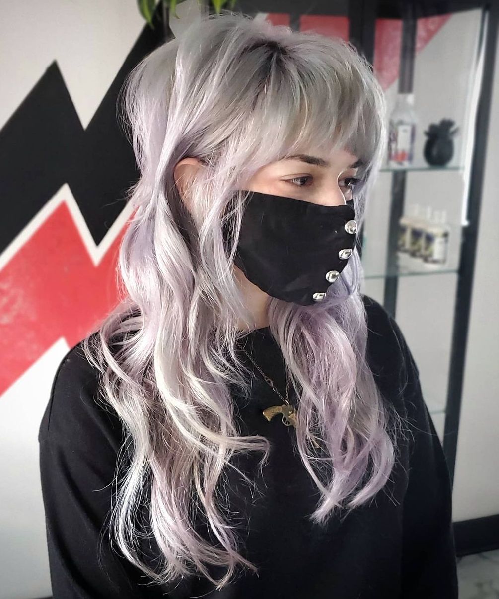 Long Silver Shag with Bangs
