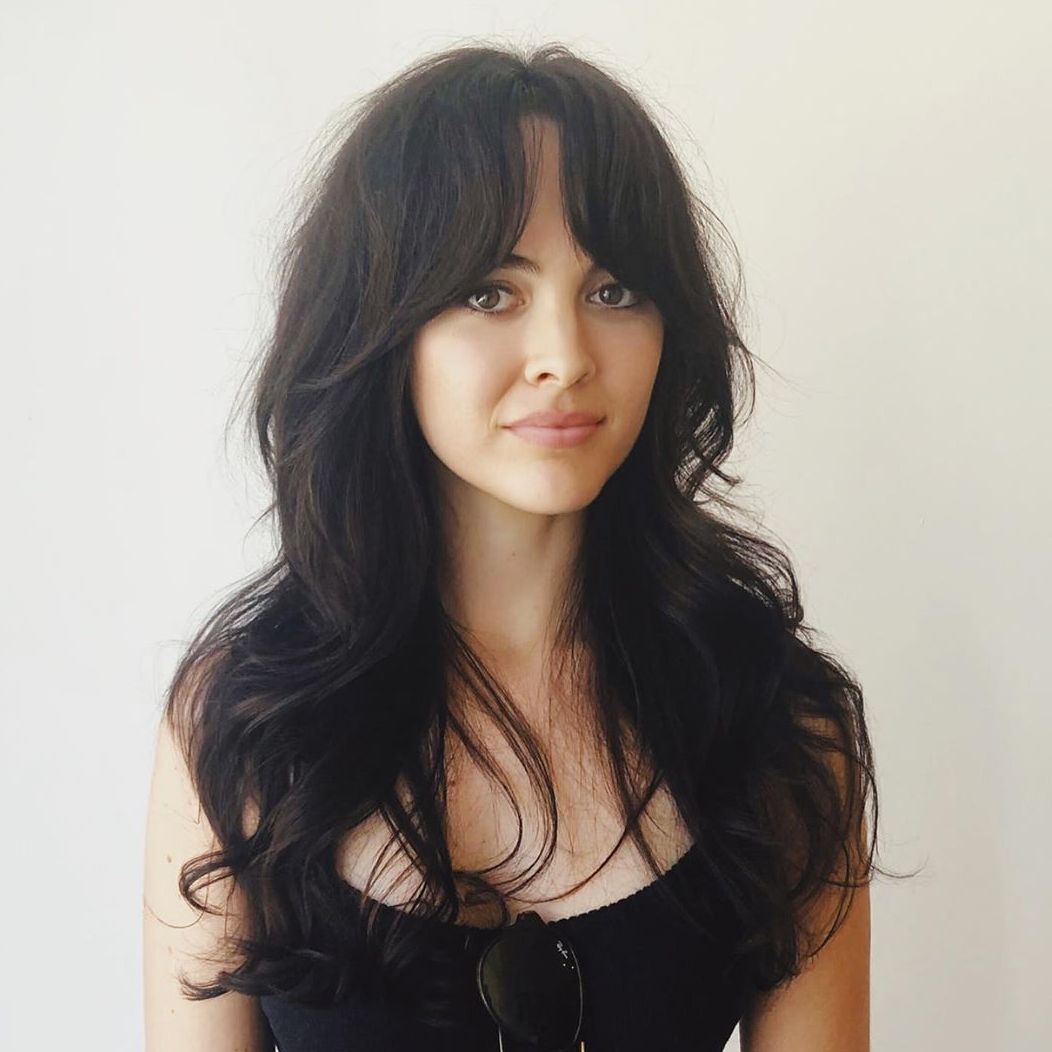 Long Black Hair with a Middle-Parted Fringe