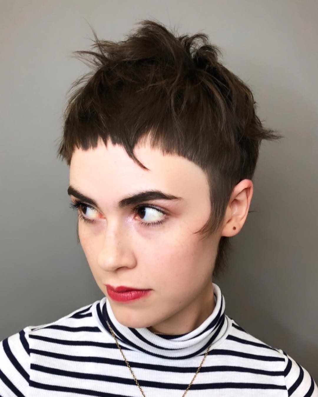 Mullet Bowl Cut with Micro Bangs