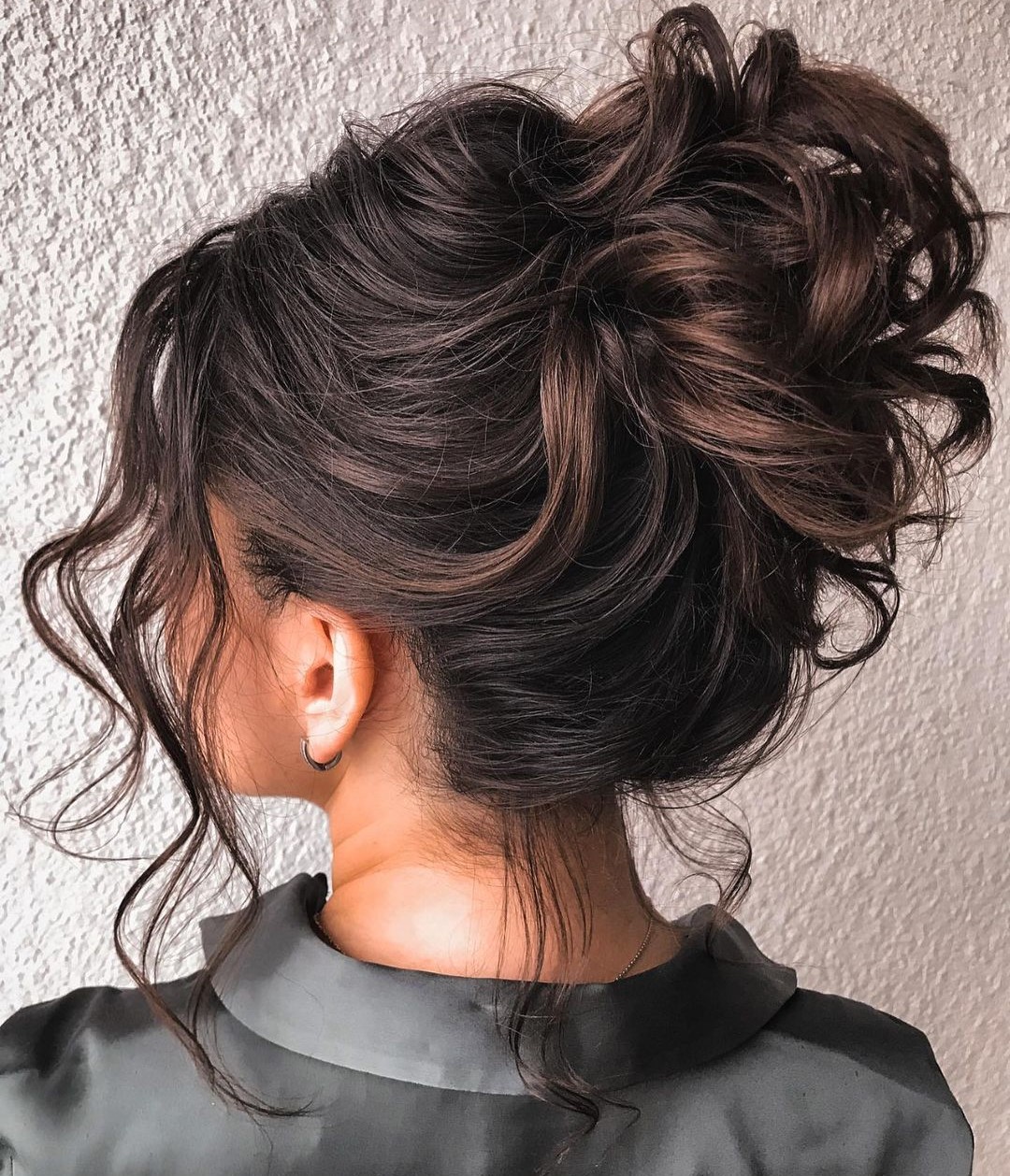 Beautiful Curly Bun Updo for Wedding