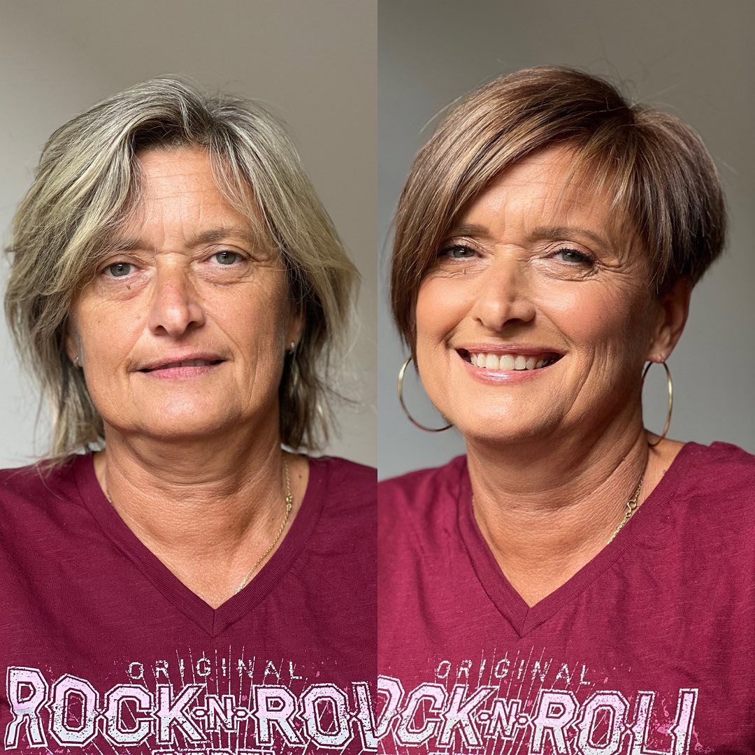 Over 50 Asymmetric Pixie for Overweight Women