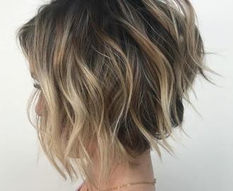 inverted wavy dark blonde bob
