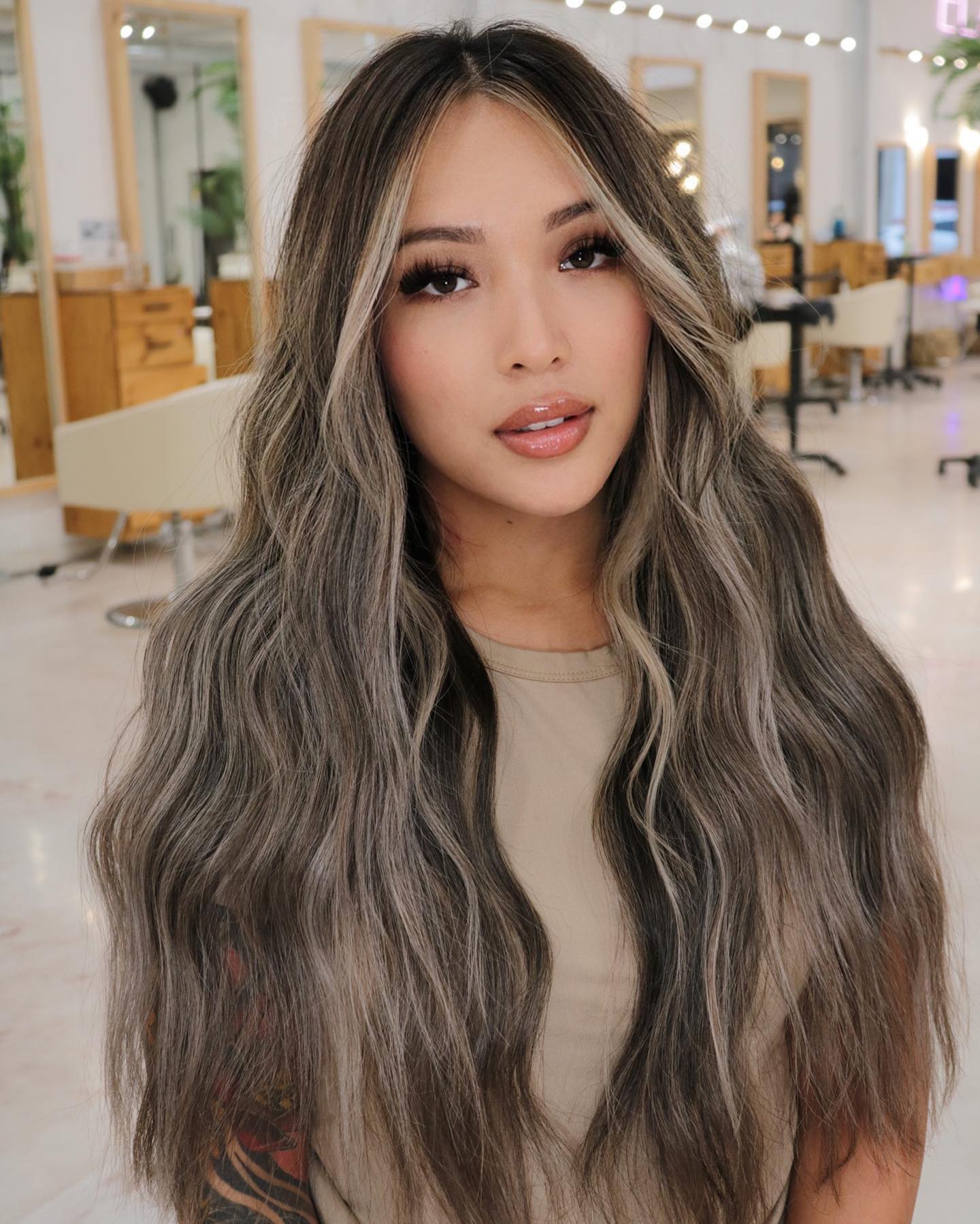 Ash Brown Hair with Ash and Silver Highlights