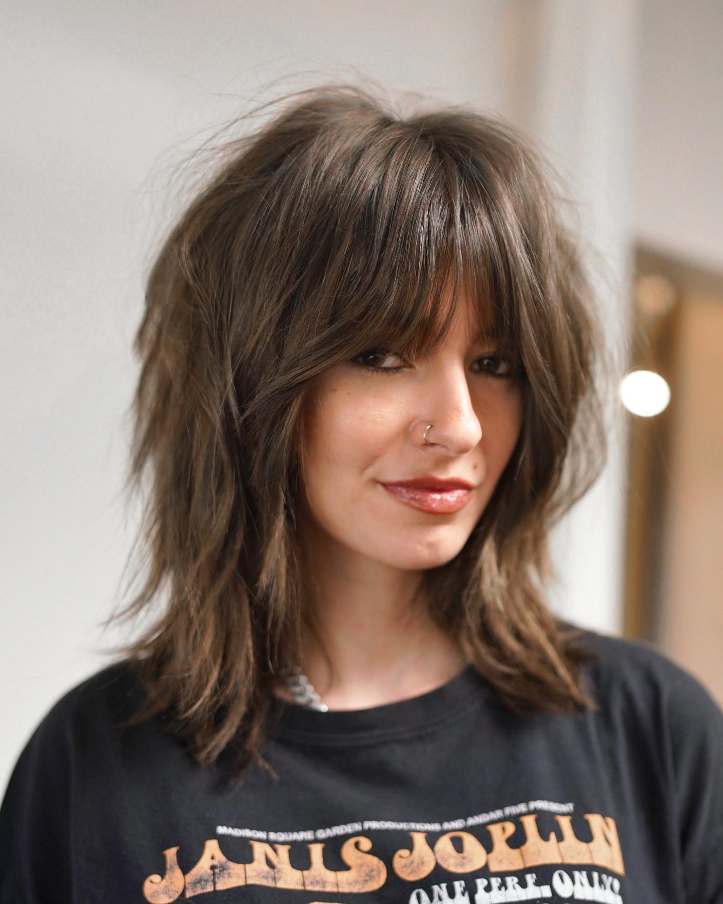 Medium Choppy Wolf Cut with Layered Bangs