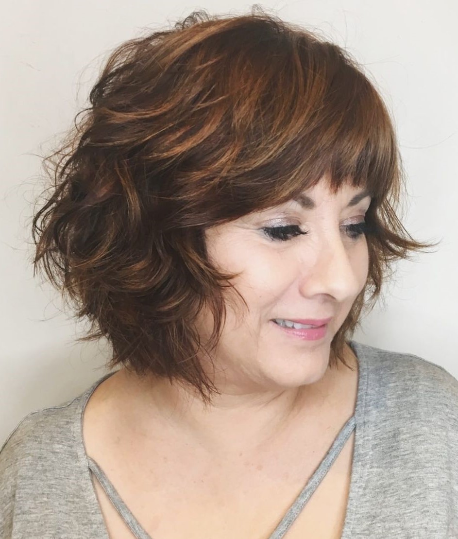 Over 50 Layered Bob Haircut with Bangs