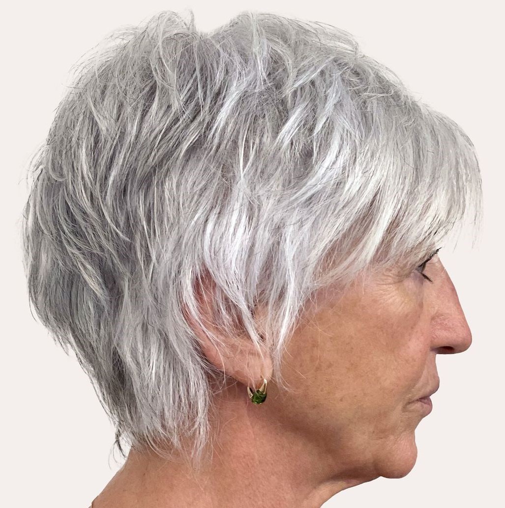 Short Silver Haircut for Older Ladies